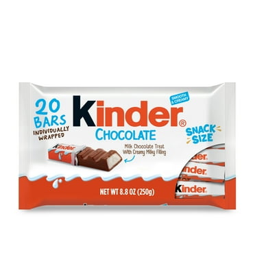 Kinder Chocolate, 20 Bars, Milk Chocolate Bar with Creamy Milky Filling, Individually Wrapped Candy, 8.8 oz Bag