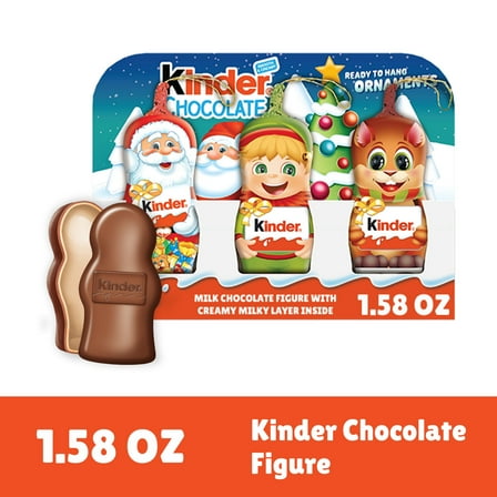 Kinder Chocolate, Hollow Ornament, Creamy Milk Chocolate, Christmas Chocolate Santa, Holiday Gift for All, 3 Count, 1.58 oz