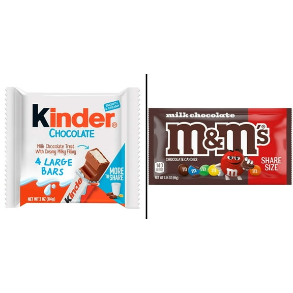 Kinder Chocolate & Creamy Candy Bars 3.02 oz & M&M'S Milk Chocolate Candy 3.14 oz