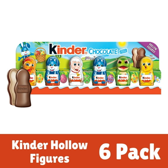 Kinder Easter Mini Hollow Milk Chocolate Candy Figures, Great for Easter Egg Hunts, 6-Figure Pack, 3.1 oz
