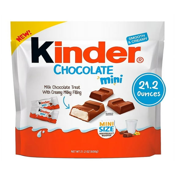 Kinder Chocolate Mini, 21.2 oz Bulk Pack, Up to 138 Minis, Milk Chocolate Bar with Creamy Milky Filling, Individually Wrapped Candy