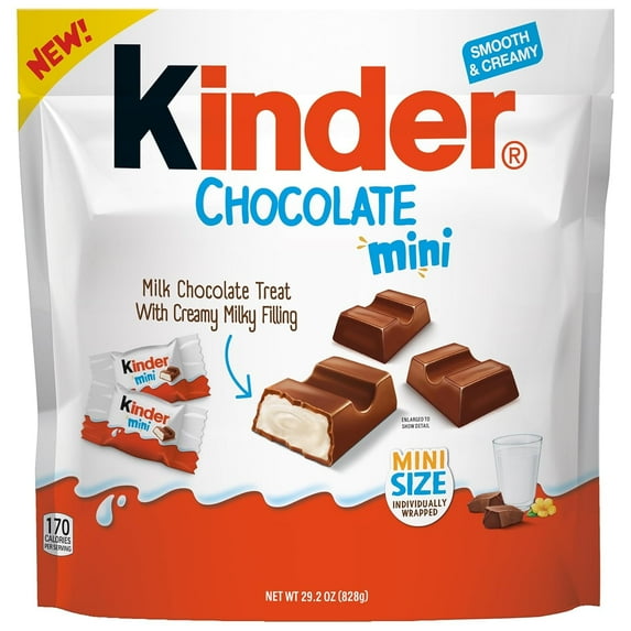 Kinder Chocolate Mini, 29.2 oz Bulk Pack, Up to 138 Minis, Milk Chocolate Bar with Creamy Milky Filling, Individually Wrapped Candy