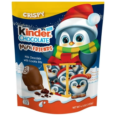 Kinder Chocolate Mini Friends, Milk Chocolate with Creamy Milky Filling And Cookie Bits, Individually Wrapped Holiday Candy, 4.3 oz