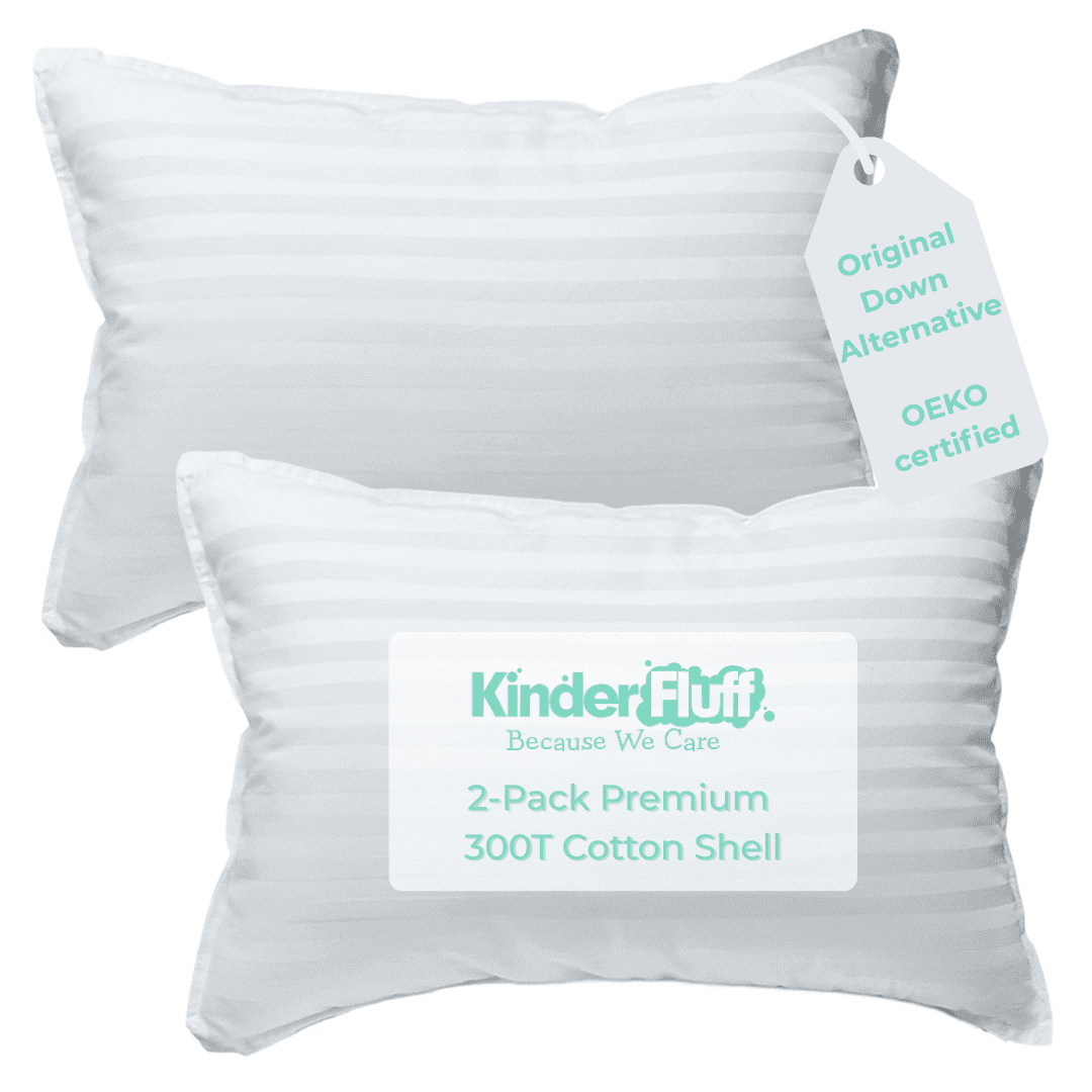 Kinder Fluff Quality Toddler Hypoallergenic Sateen Stripe Pillow, Small, Cotton & Down Alternative, 2 Pack
