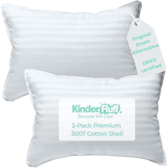 Kinder Fluff Hypoallergenic Toddler Pillow, 300T Cotton Shell, Premium Down Alternative Filling, Soft Texture