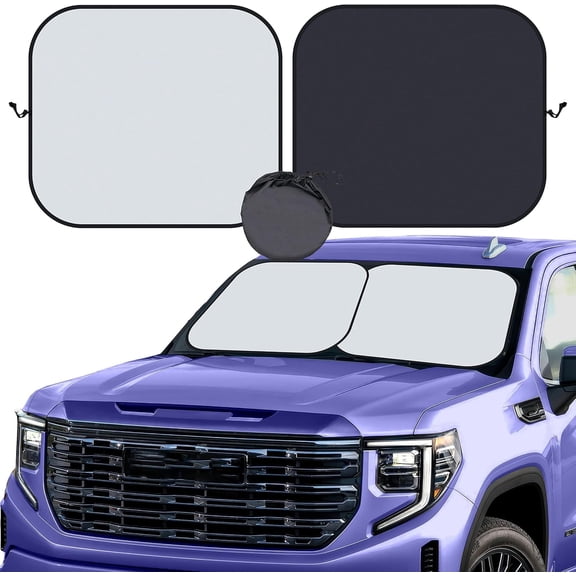 Windshield Sun Shade Certified 99.87% UVB & 99.02% UVA Car Sun Shade Award Winning Sunshade for Car Windshield with Patented Technology. 2-Piece Size XL 33"x36" each Car Window Shades by Kinder Fluff