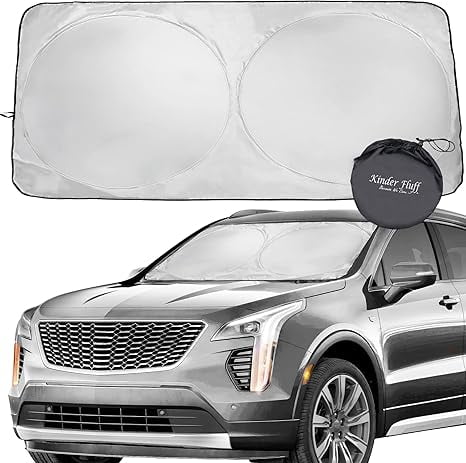 Kinder Fluff Windshield Sun Shade – Certified Car Accessories Blocking 99.9% UVR-210T Car Window Shade (Large)