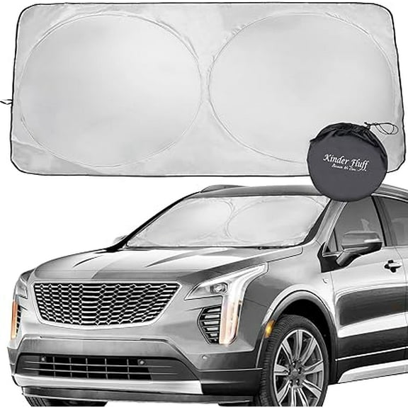 Kinder Fluff Windshield Sun Shade – Certified Car Accessories Blocking 99.9% UVR-210T Car Window Shade (Large)