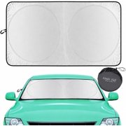 Windshield Sun Shade - Certified 99.87% UVB & 99.02% UVA Protection Car Sun Shade. Award Winning Sunshade for Car Windshield with Patented Technology. Size L 60"x30" Car Window Shades by Kinder Fluff