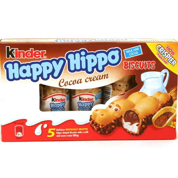 Kinder Happy Hippo Cocoa Cream 5 Pack - 2 x 5 Pack (10 Total Hippos) - Imported from United Kingdom by Sentogo - Delicious Kinder Snack for Kids - Less Ingredients - More Fun to Eat