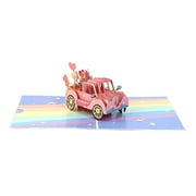 Kinder Happy Hippos Valentine's Day Love Car 3D Greeting Card Creative Gift Valentine's Day Greeting Card Couple Gift