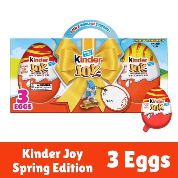 Kinder Joy Easter Eggs with Toy Inside, for Easter Egg Hunts, 3 Pack, 0.7 oz each