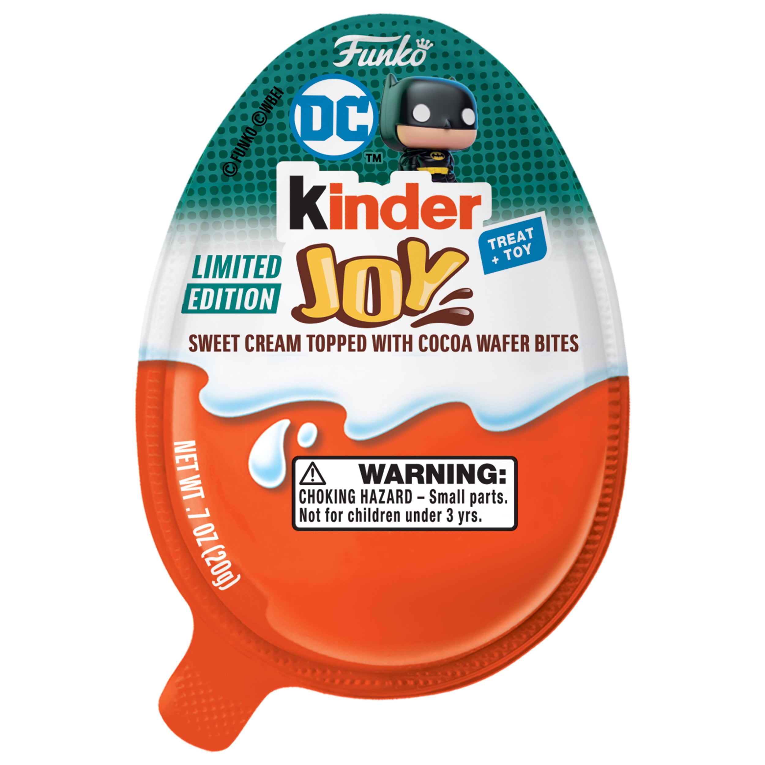 Kinder Joy Egg, DC COMICS, Batman, Superman, and More, Sweet Cream and Chocolatey Wafers, 0.7 oz