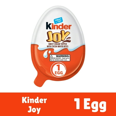 Kinder Joy Chocolate Egg with Sweet Cream, Cocoa Wafer Bites & Surprise Toy, Fun Easter Basket & Easter Egg Hunt Treat for Kids, 0.7 oz