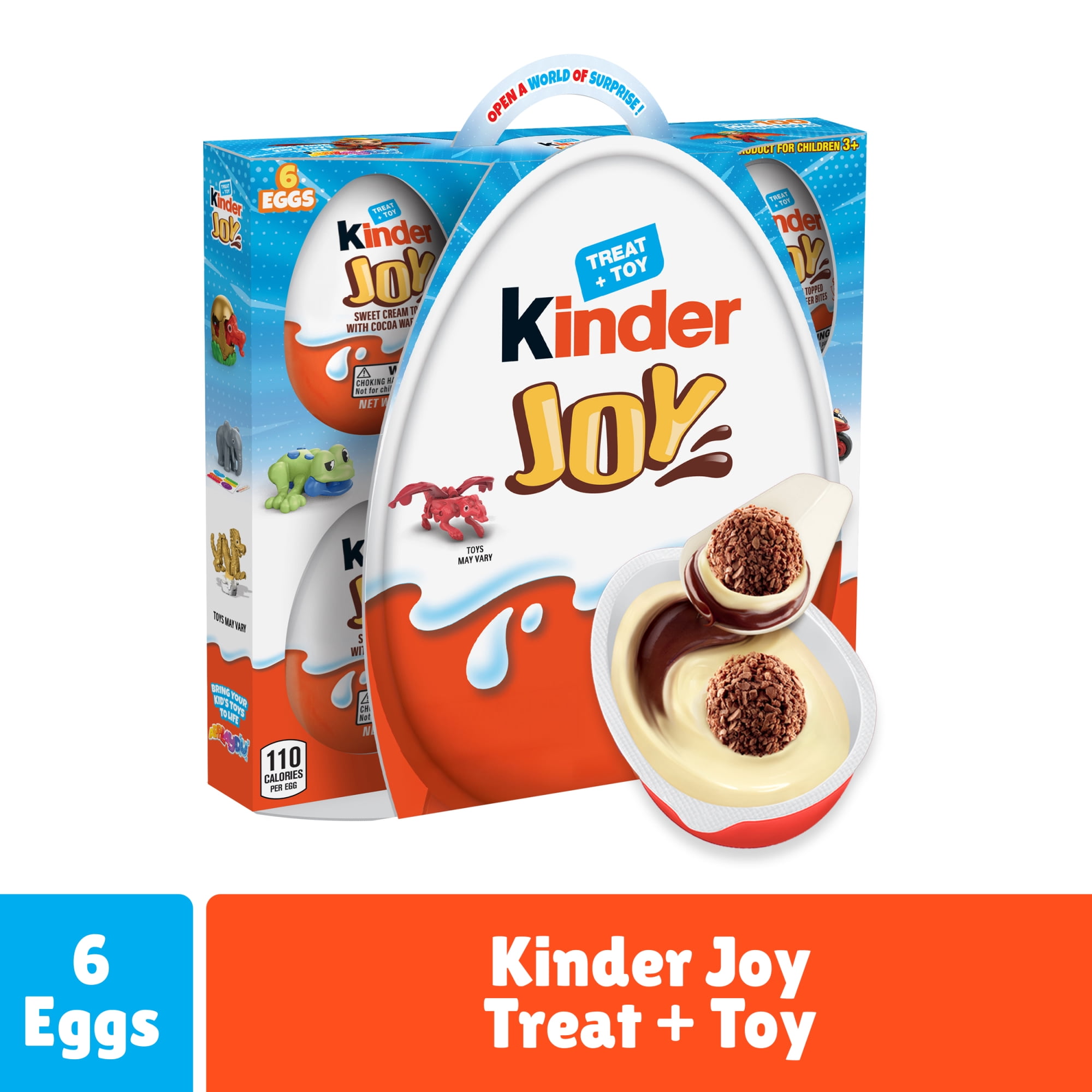 Kinder Joy Eggs, 6 Count, Treat Plus Toy, Sweet Creams and Chocolatey Wafers, Individually Wrapped, 4.2 oz