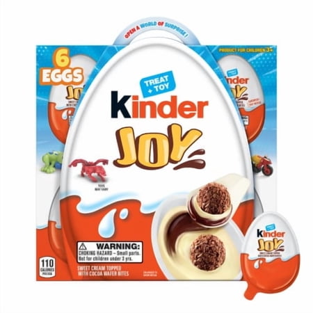 Kinder Joy Eggs Treat Plus Toy Sweet Creams and Chocolatey Wafers Individually Wrapped 4.2 oz - Pack of 2