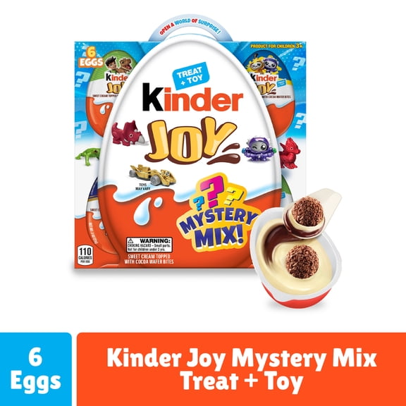 Kinder Joy Treat + Toy, Mystery Mix, Sweet Cream and Two Crispy Wafer Bites, 6 count, 4.2oz