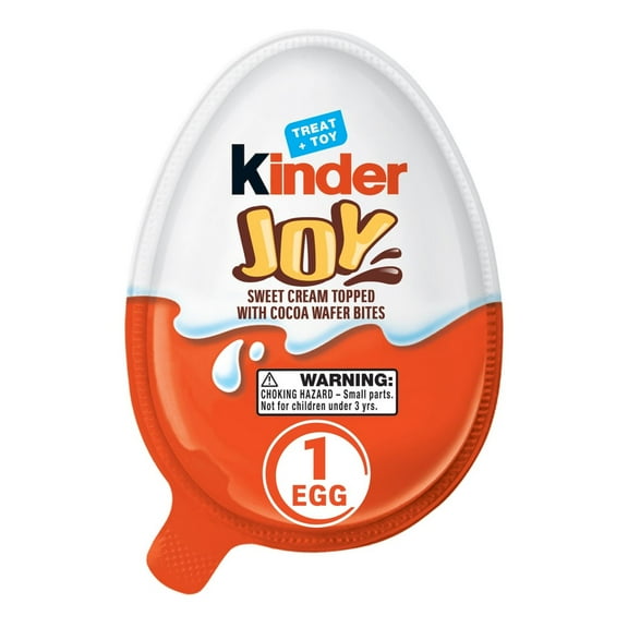 Kinder Joy Sweet Cream Topped with Cocoa Wafer Bites Milk Chocolate Treat + Toy Candy - 0.7oz - Pack of 2