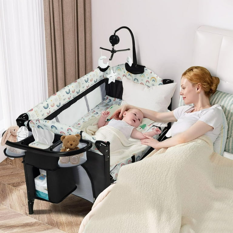 Kinder King 4 in 1 Portable Nursery Center, Baby Bedside Crib w 