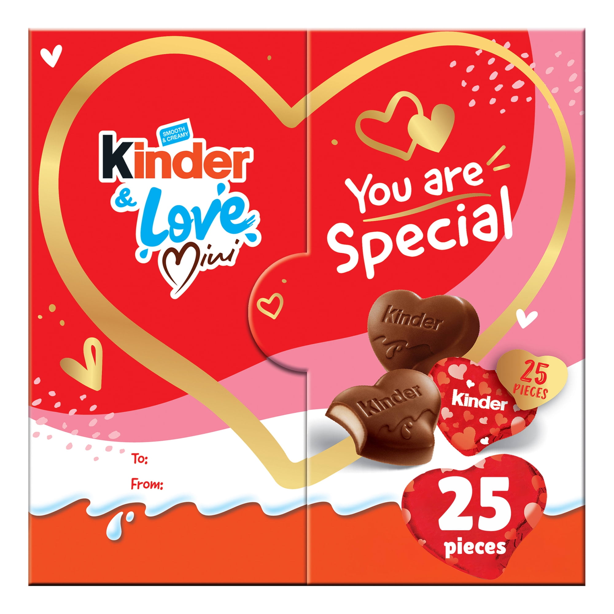 Kinder Chocolate Mini Hearts Gift Box, Mini Milk Chocolate Hearts, Individually Wrapped, Valentine's Day Gift, 25 count, 3.7 oz