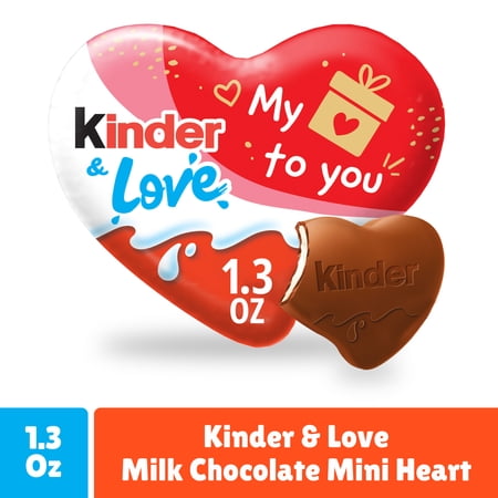 Kinder & Love, Milk Chocolate Heart, Valentine's Gift for Kids, Great for Gifting, Individually Wrapped, 1.3 oz