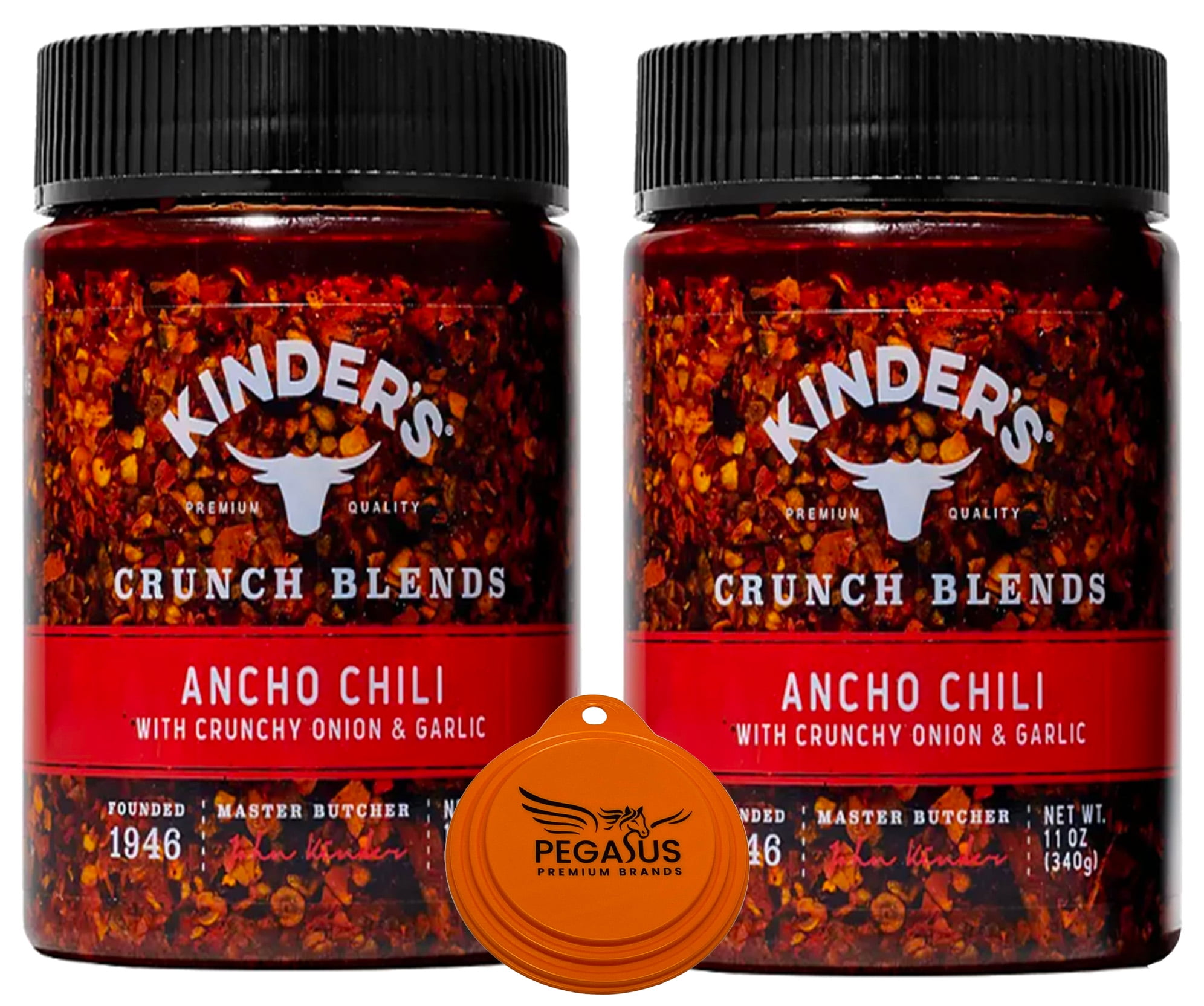 Kinder's Ancho Chili Crunch Blends 11oz (2Pack) and Pegasus Premium