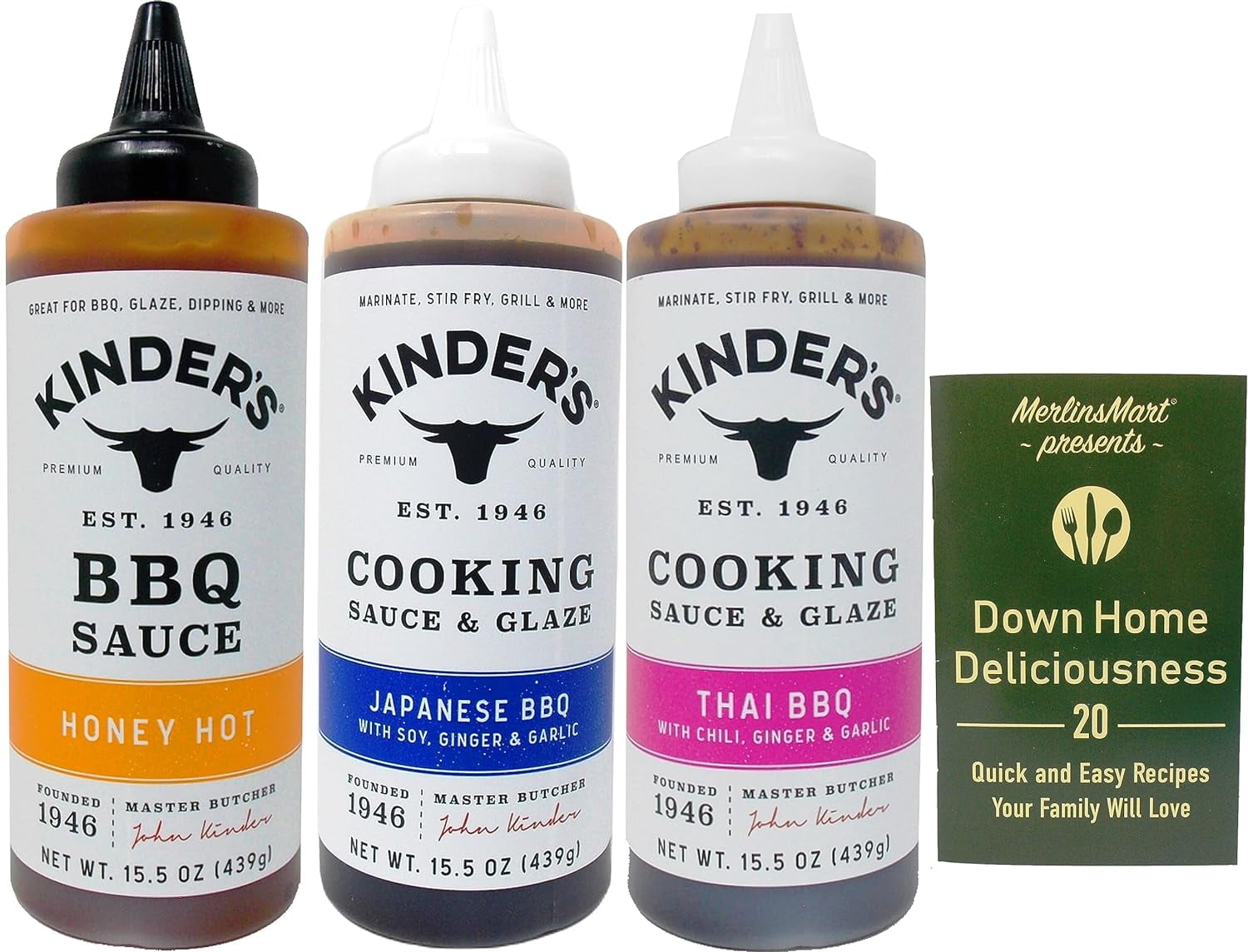 Kinder's BBQ Sauce 3 Flavor Variety - (1) Each: Honey Hot, Japanese