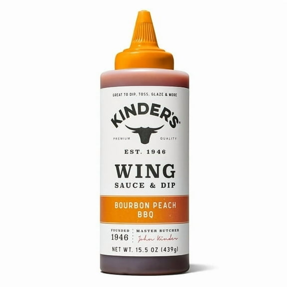 Kinder's Bourbon Peach Wing Sauce 15.5oz, Pack of 4