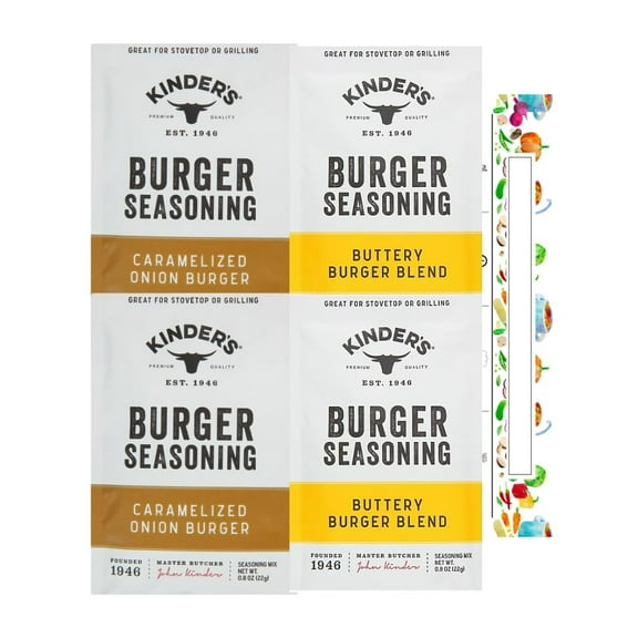 Kinder's Burger Seasoning Buttery Burger Blend and Caramelized Onion Burger (Pack of 4)
