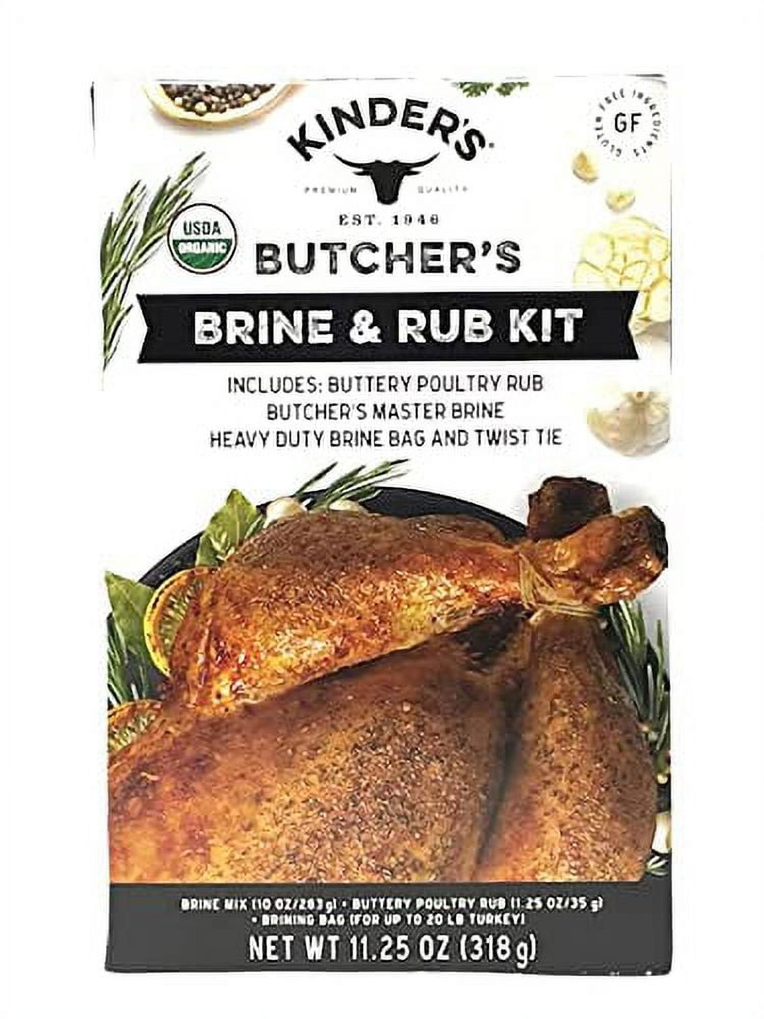 Kinder's Butcher's Organic Turkey Brine and Rub Kit with Brining Bag, 11.25-ounces, Gluten Free, USDA Organic, Kosher