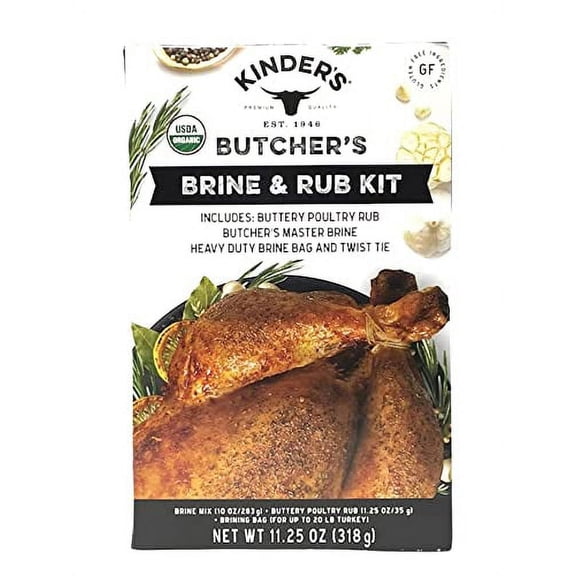 Kinder's Butcher's Organic Turkey Brine and Rub Kit with Brining Bag, 11.25-ounces, Gluten Free, USDA Organic, Kosher