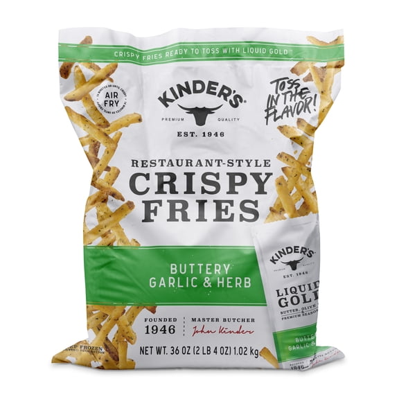 Kinder's Buttery Garlic & Herb Crispy Fries, Family Size, 36 oz Bag