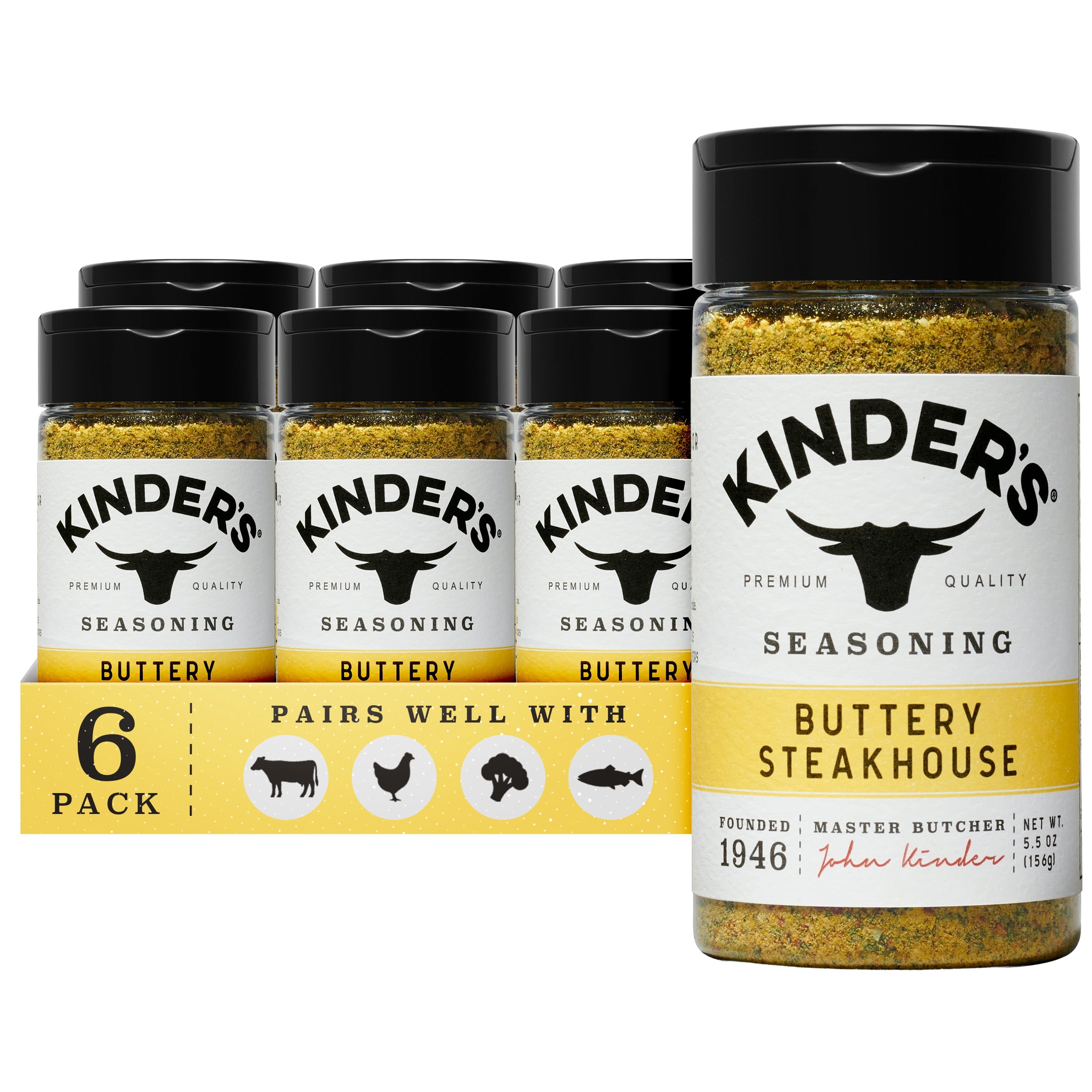 (6 pack) Kinder's Buttery Steakhouse® Seasoning, 5.5 oz.