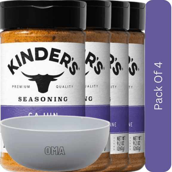 Kinder's Cajun Seasoning, Premium Spicy Blend, 9.2 oz. With White Bowl By OMA