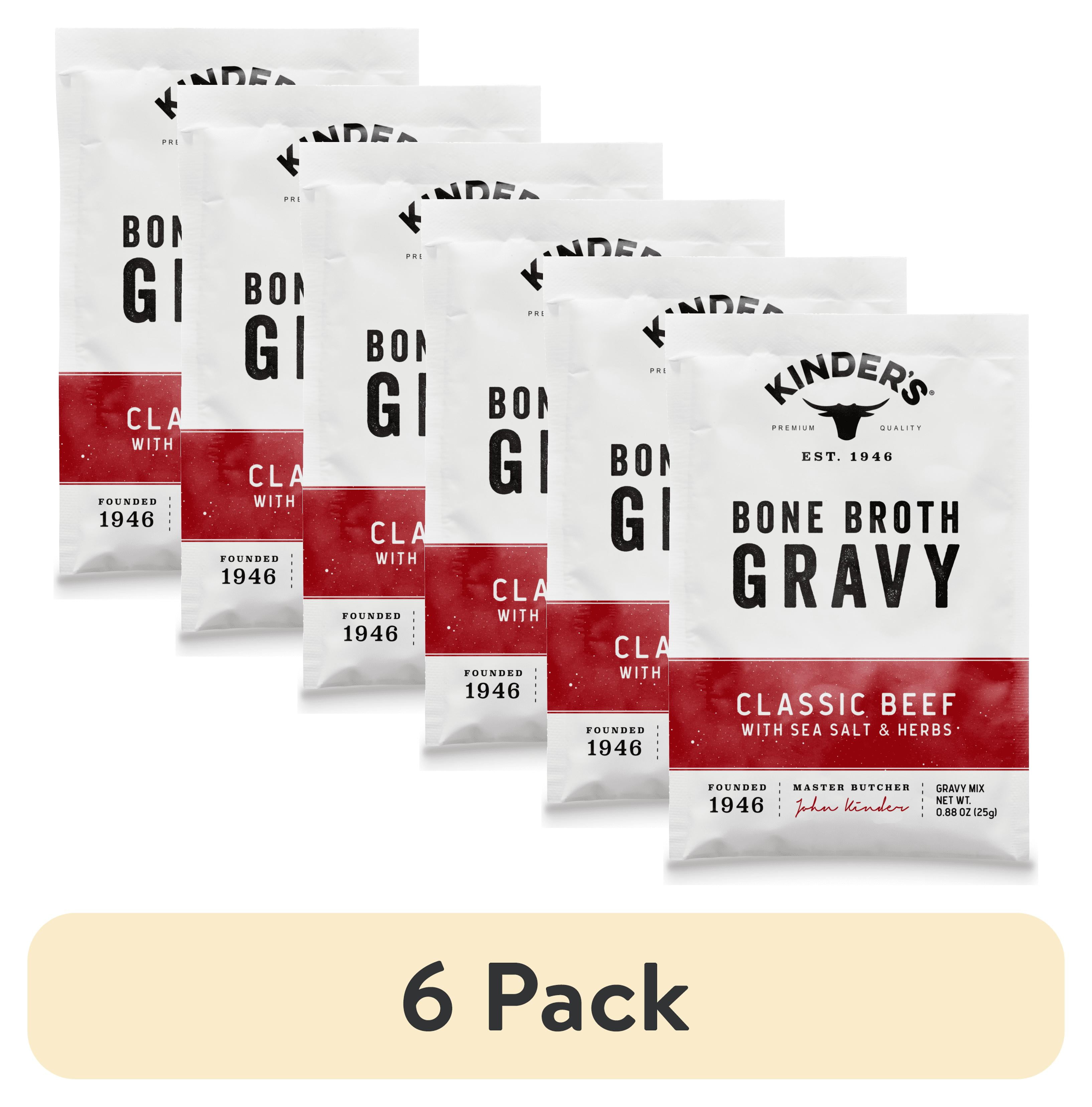 (6 pack) Kinder's Classic Beef Bone Broth Gravy Mix, .88 oz