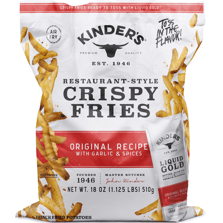 Kinder's Frozen Crispy Fries, Original with Garlic and Spices, 18 oz Bag