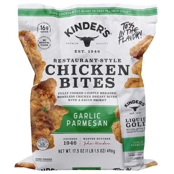 Kinder's Garlic Parmesan Crispy Chicken Bites, 17.5 oz Bag
