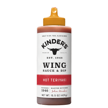 Kinder's Hot Teriyaki Wing Sauce and Dip, 15.5 oz Squeeze Bottle