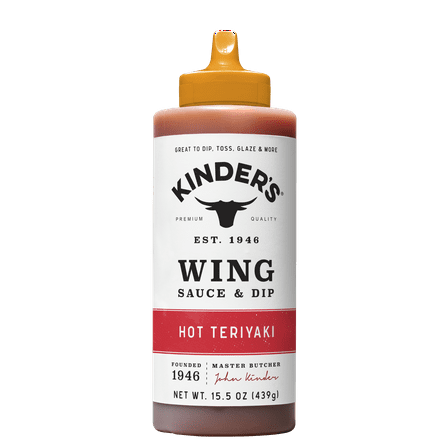 Kinder's Hot Teriyaki Wing Sauce and Dip, 15.5 oz Squeeze Bottle
