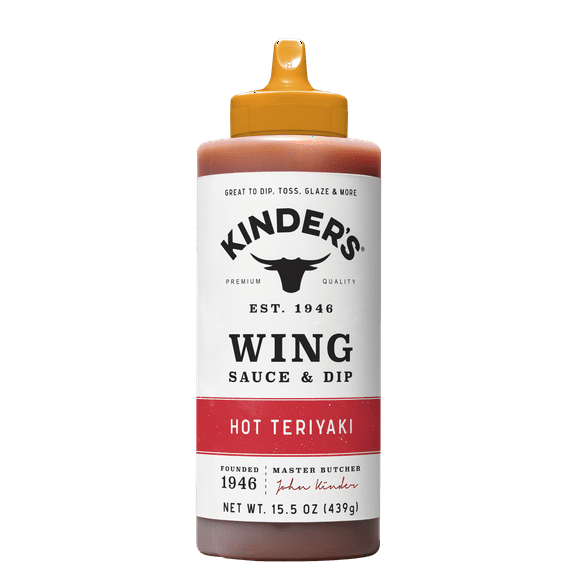 Kinder's Hot Teriyaki Wing Sauce and Dip, 15.5 oz Squeeze Bottle