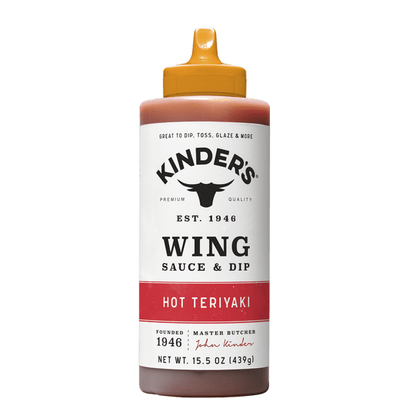 Kinder's Hot Teriyaki Wing Sauce and Dip, 15.5 oz Squeeze Bottle pack of 1