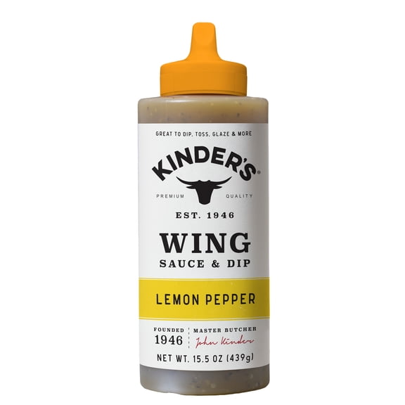 Kinder's Lemon Pepper Wing Sauce and Dipping Sauce, 15.5 oz Bottle