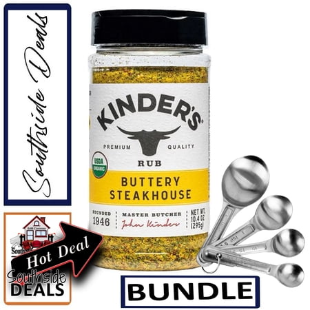 Kinder's Organic Buttery Steakhouse, 10.4 oz - with a set of Stainless Steel measuring Spoons included