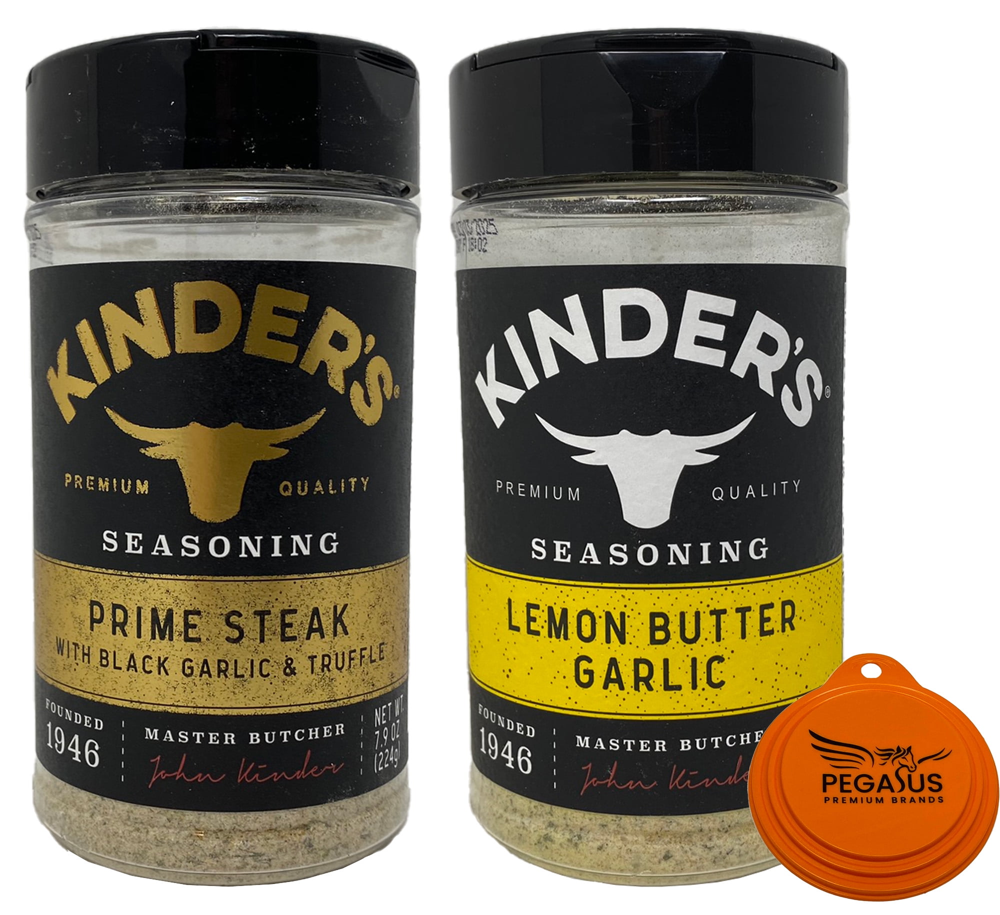 Kinder's Prime Steak Seasoning 7.9oz and Kinder's Lemon Butter and Garlic Seasoning 9.25oz and