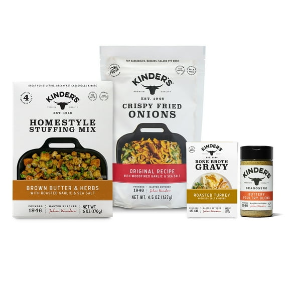 Kinder's Quick & Easy Thanksgiving Meal Kit with Gravy Mix, Stuffing, Fried Onions & Seasoning, 4pc