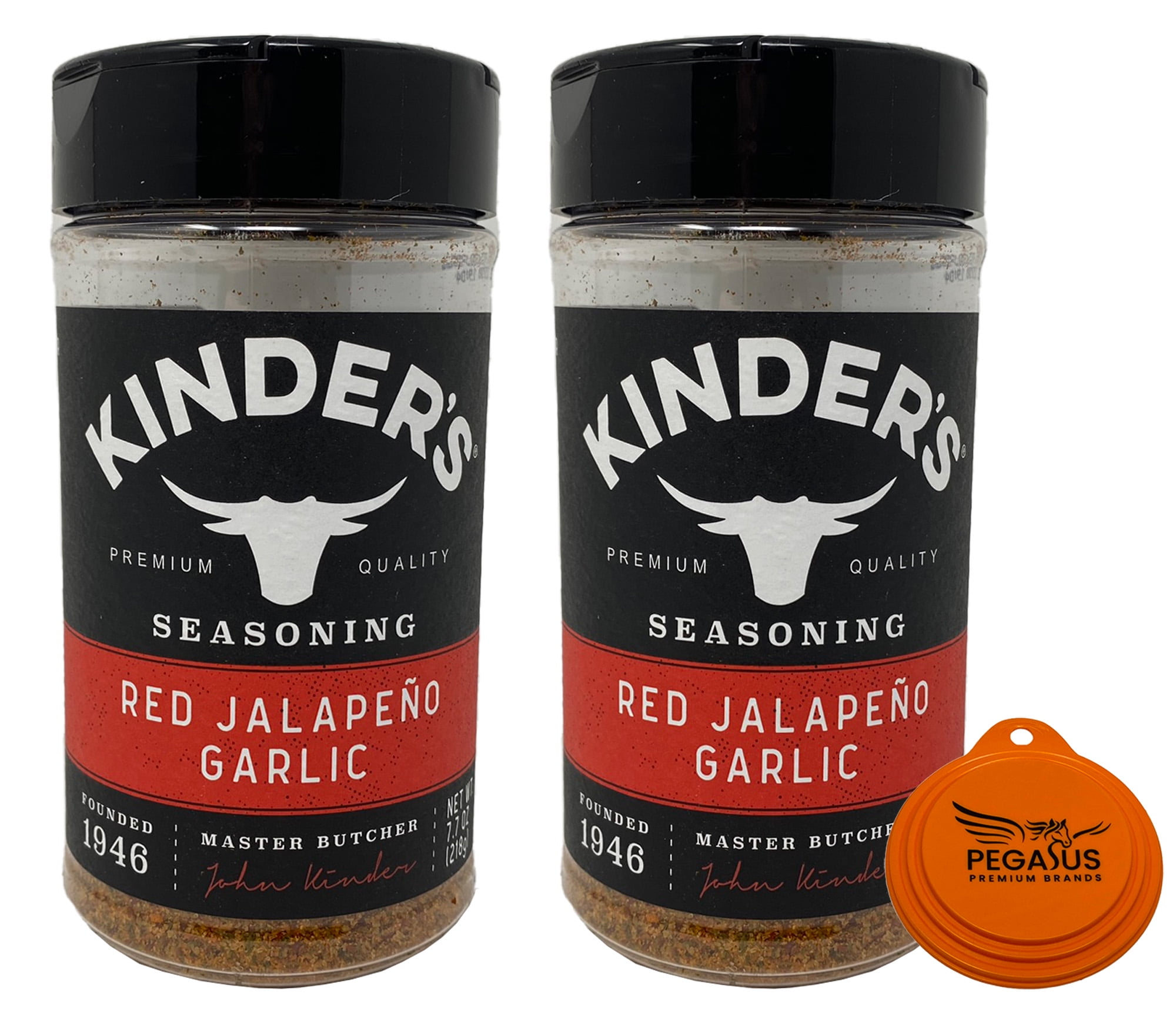 Kinder's Red Jalapeno Garlic Seasoning 7oz (2Pack) and Pegasus Premium