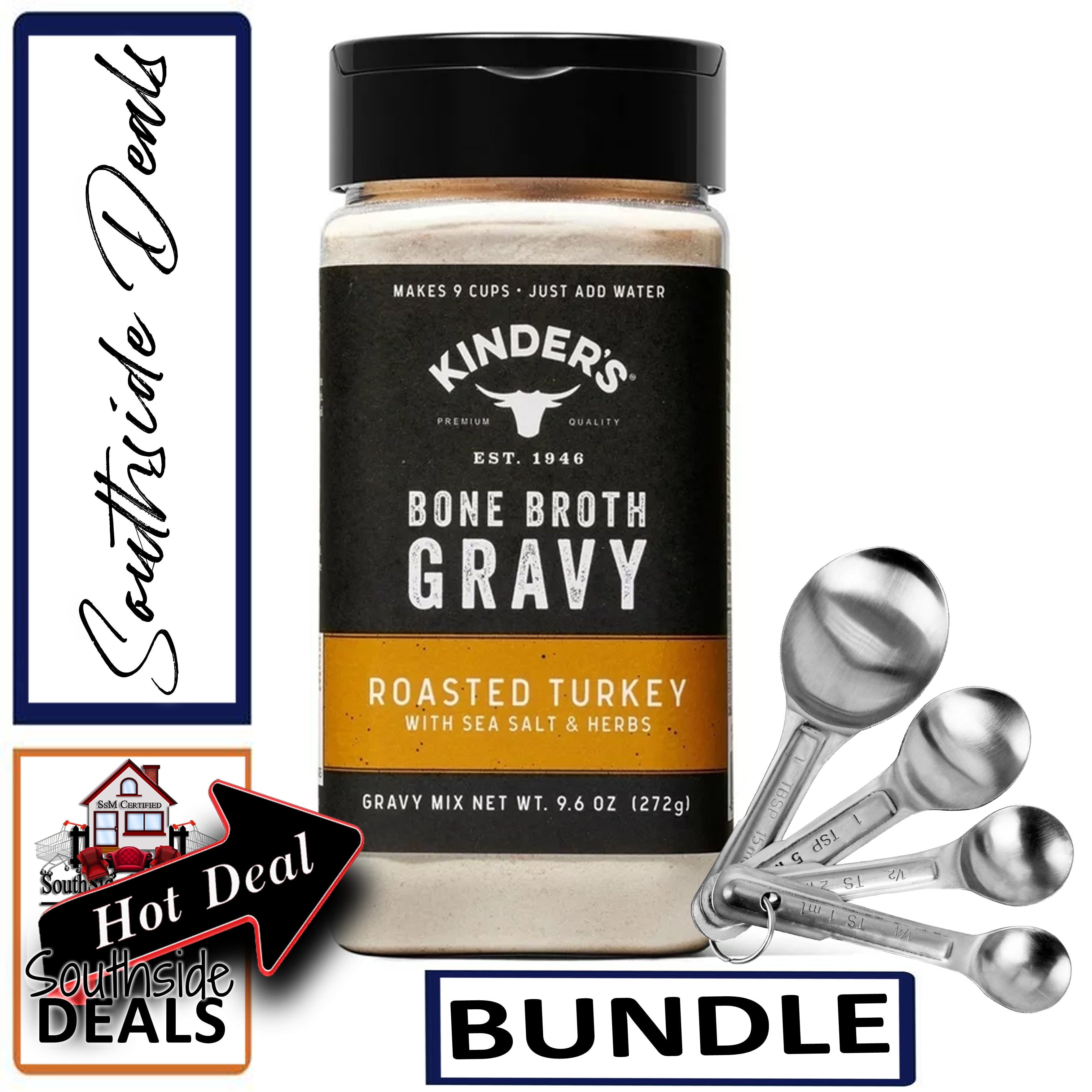 Kinder's Roasted Turkey Bone Broth Gravy (9.6 Ounce) with a set of