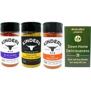 Kinder's Seasoning Rub 3 Flavor Variety - (1) Each: Blackened, Lemon Pepper, The BBQ Blend (4.2-6.25 Ounces) + MerlinsMart Zine