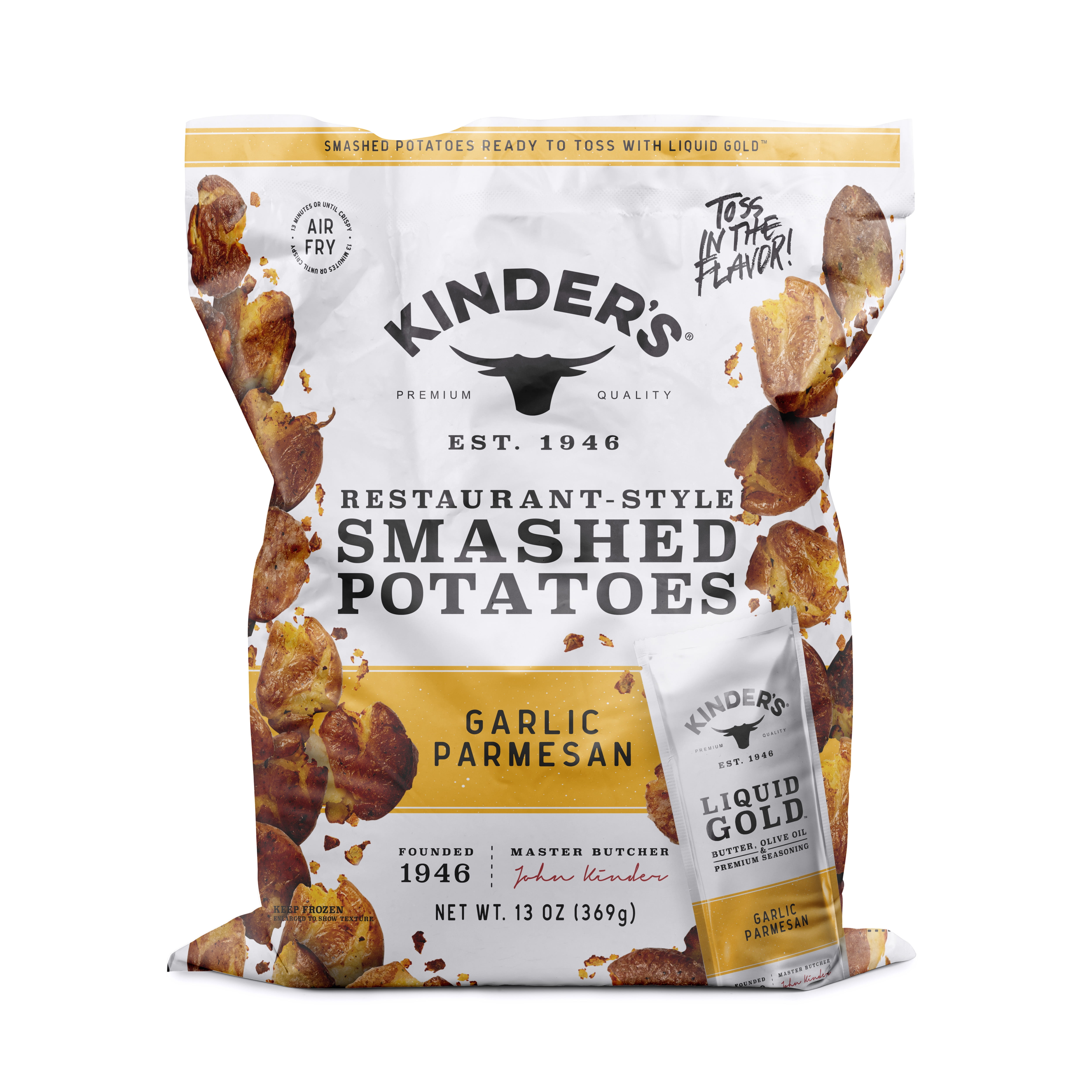 Kinders Frozen Smashed Potatoes, Garlic Parmesan, 13 oz Bag