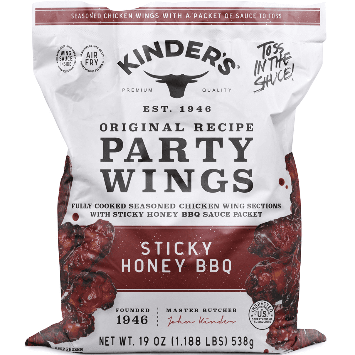 Kinder's Sticky Honey BBQ Frozen Chicken Wings, 19 oz